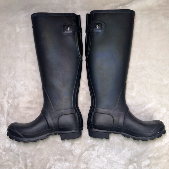 Hunter Matte Black Original Tall Rubber Welly Rain Boots Size 5 - Picture 5 of 10